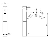 Rubinetto Miscelatore Monocomando Lavabo Alto in Acciaio Inox Satinato Maniglia Perla