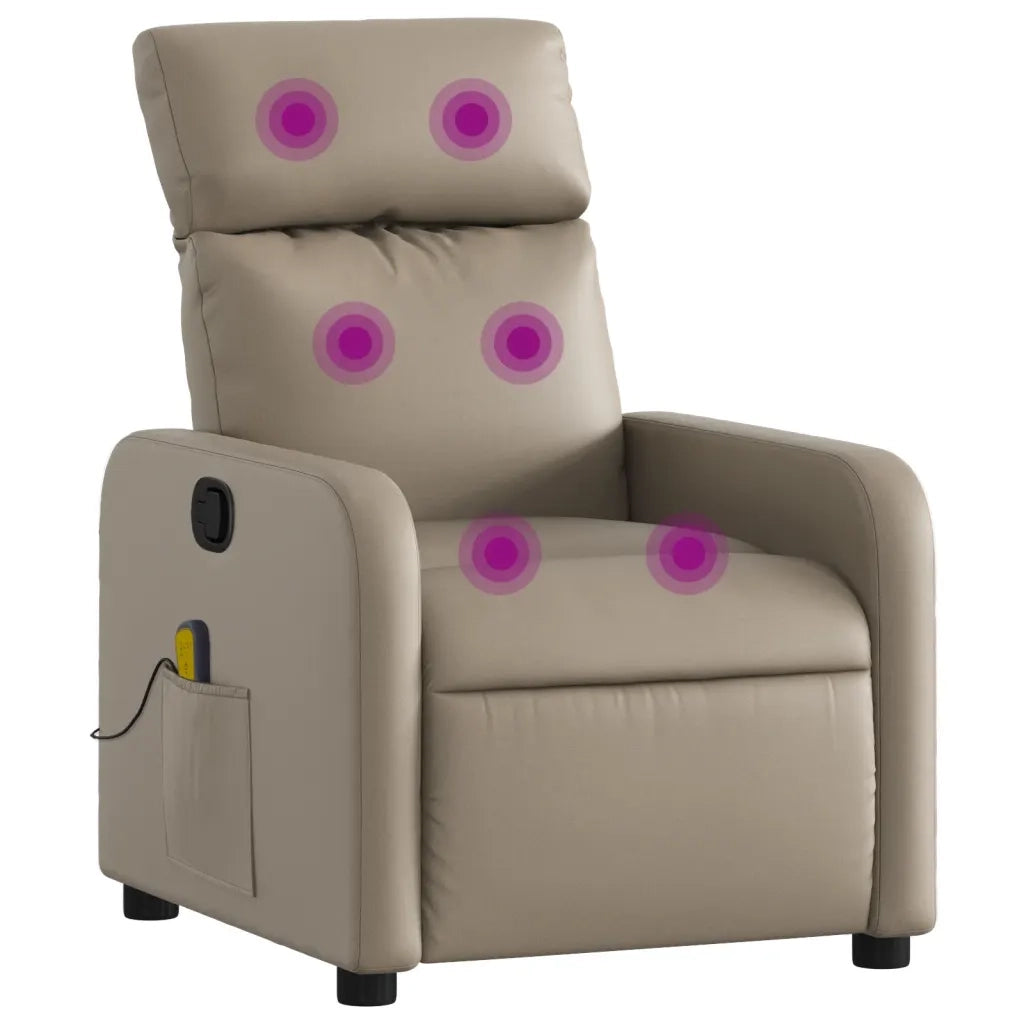 Poltrona Massaggiante | Sedia Relax Reclinabile cappuccino in Similpelle