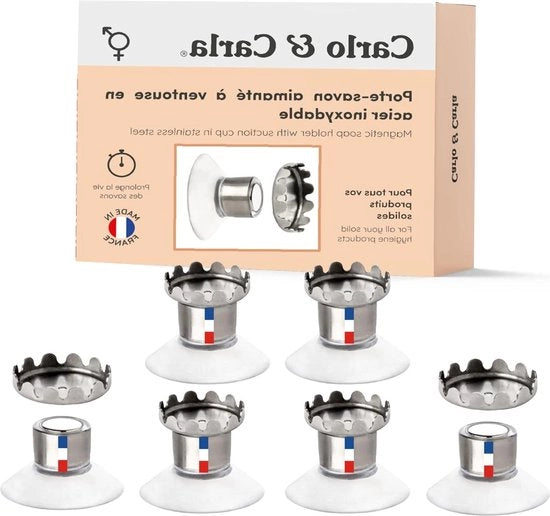 Set di contenitori di sapone magnetici con beccuccio - acciaio inossidabile - prodotti igienici fissa - Francia - riutilizzabile - ecocompatibile - economico - 6 pezzi