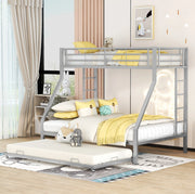 Letto a castello in metallo con letto estraibile e scale su entrambi i lati