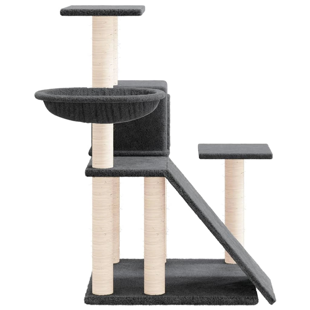 Tiragraffi per gatti torre per arrampicata giocattolo piattaforma per arrampicata con tiragraffi in sisal scuro 82 cm grigio 02_0022707