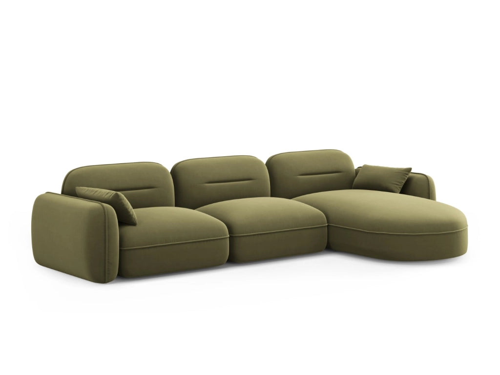 Cosmopolitan Design - Divano angolare modulare destro "Sydney" 4 posti in velluto verde chiaro 