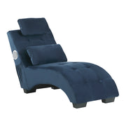 Chaise longue Velluto blu scuro Altoparlante Bluetooth integrato Caricabatterie USB Design moderno Divano curvo per 1 persona Soggiorno