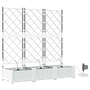 Set di 3 fioriere da giardino moderne 120 x 40 x 126 cm con irrigazione sostenibile in acciaio bianco 02_0058615