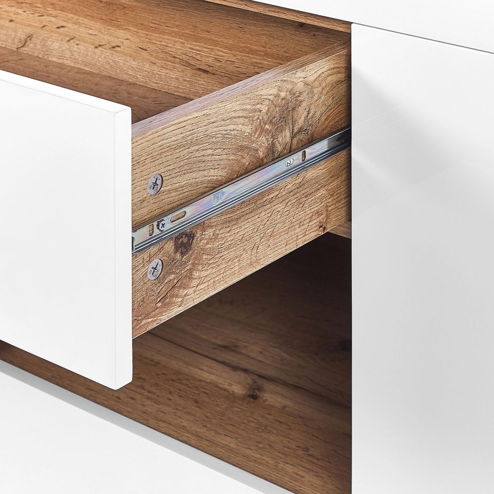 Credenza e scrivania bianca con impiallacciatura di carta MDF in legno chiaro 2 in 1 con cassetti Scaffali Armadi