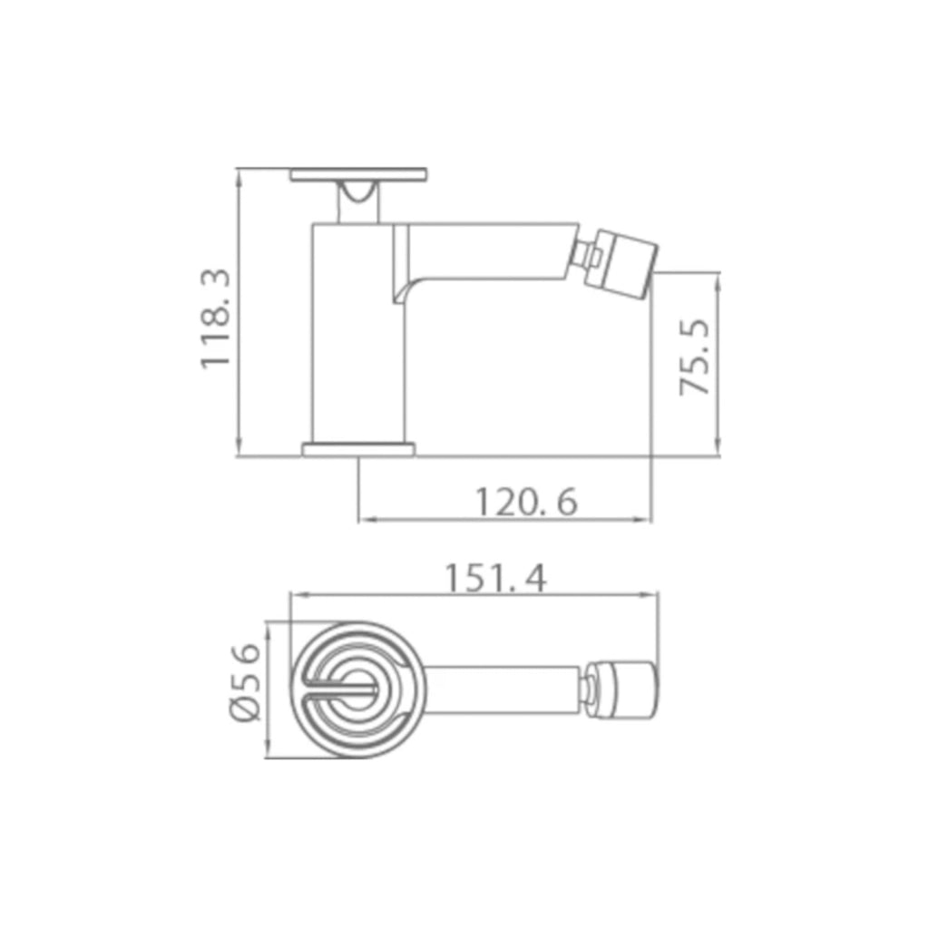 IMEX Miscelatore monocomando per bidet in ottone con finitura oro spazzolato cartuccia ceramica Ø26 mm 2 flessibili 3-8 inclusi altezza 139 mm canna 138 mm – Modello Imex-BDC033-2OC