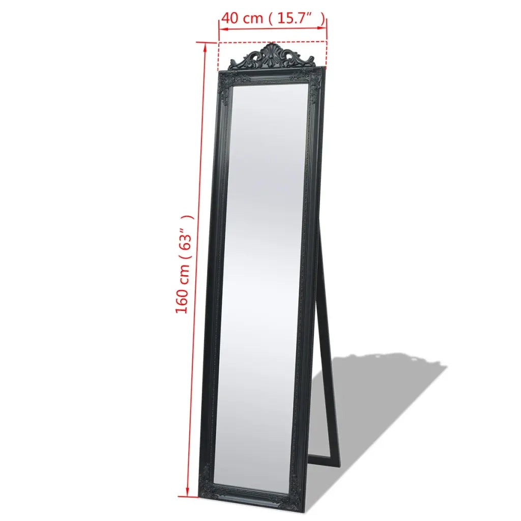 Specchio Autoportante Stile Barocco-Specchio Decorativo 160x40 cm Nero