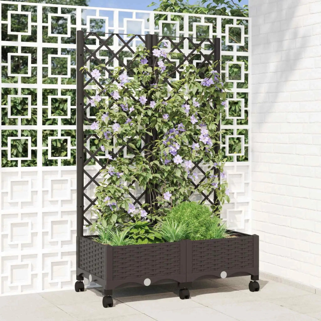 Vaso da giardino con grigliato e ruote Marrone PP 3422964