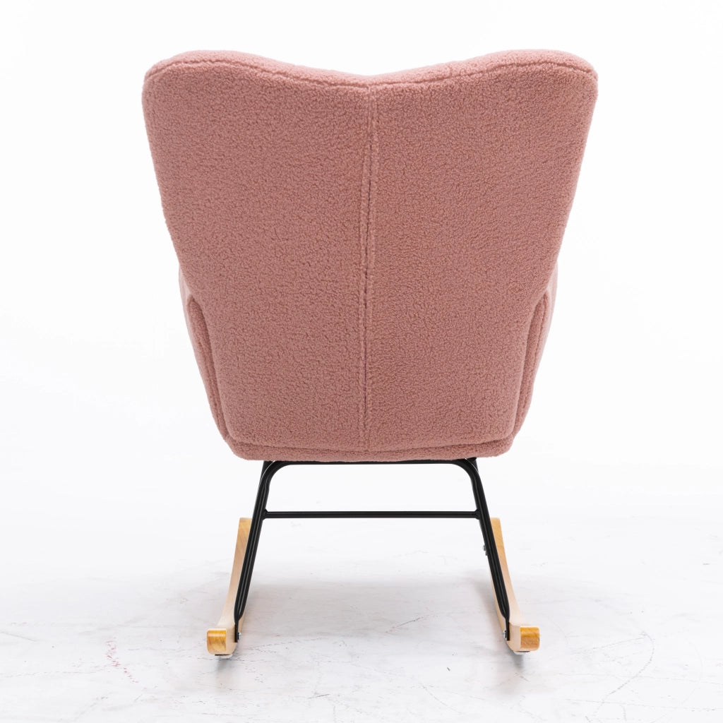 Poltrona Dondolo Imbottita in Tessuto Boucl¨¦ ¨C MINIMAL ¨C Rosa, Soggiorno e Camera