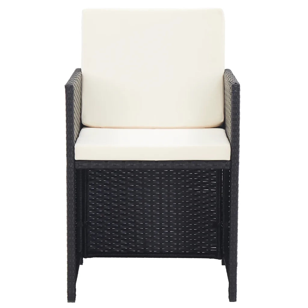 Set da Pranzo da Giardino 17 pz con Cuscini in Polyrattan Nero 46432