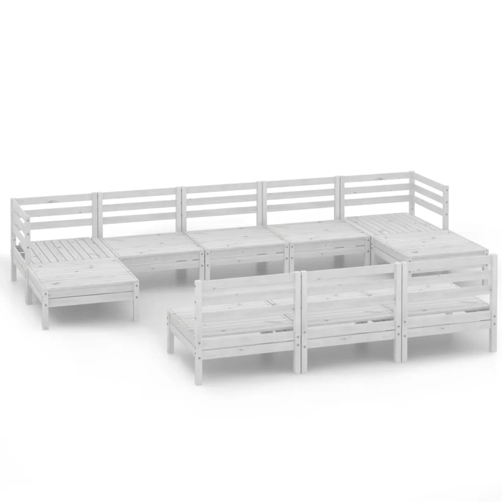 Set di mobili da giardino mobili da esterno 10 pezzi bianco legno di pino massiccio 02_0015202