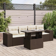 Set Divano da Giardino 5 pz con Cuscini Marrone in Polyrattan 3326724