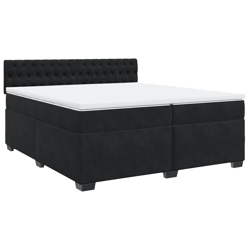 vidaXL Giroletto a Molle con Materasso Nero 200x200 cm in Velluto
