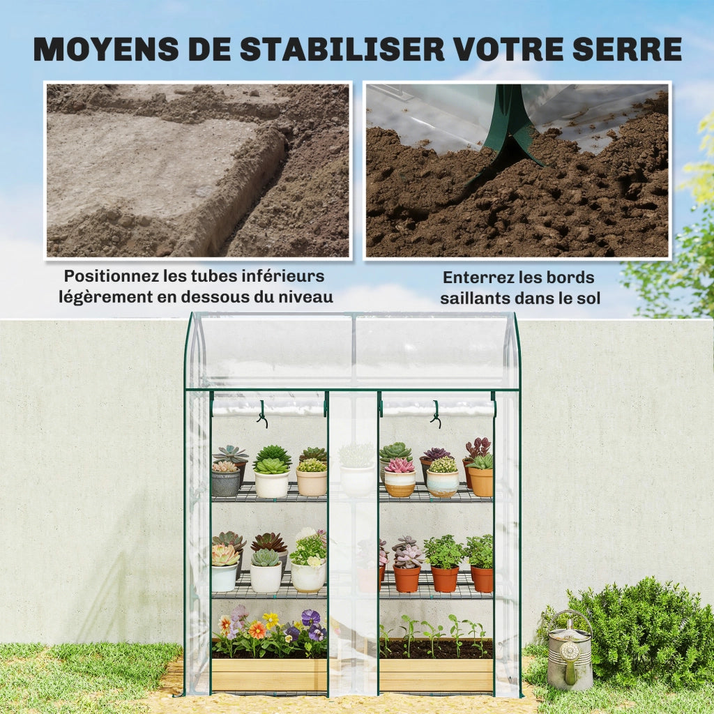 Serra da Giardino 3 Ripiani ¨C Xylo ¨C Telaio Acciaio PVC Trasparente 143x46x165 cm