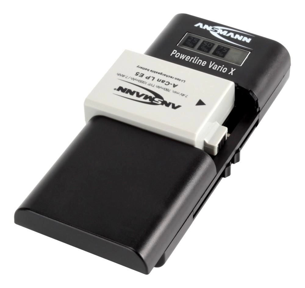 Ansmann 1001-0085 Powerline Vario X Caricatore Universale per Batterie Li-Ion Li-Po e NiMH 3 Canali di Carica Display LCD Alimentazione 5 V via USB colore Nero