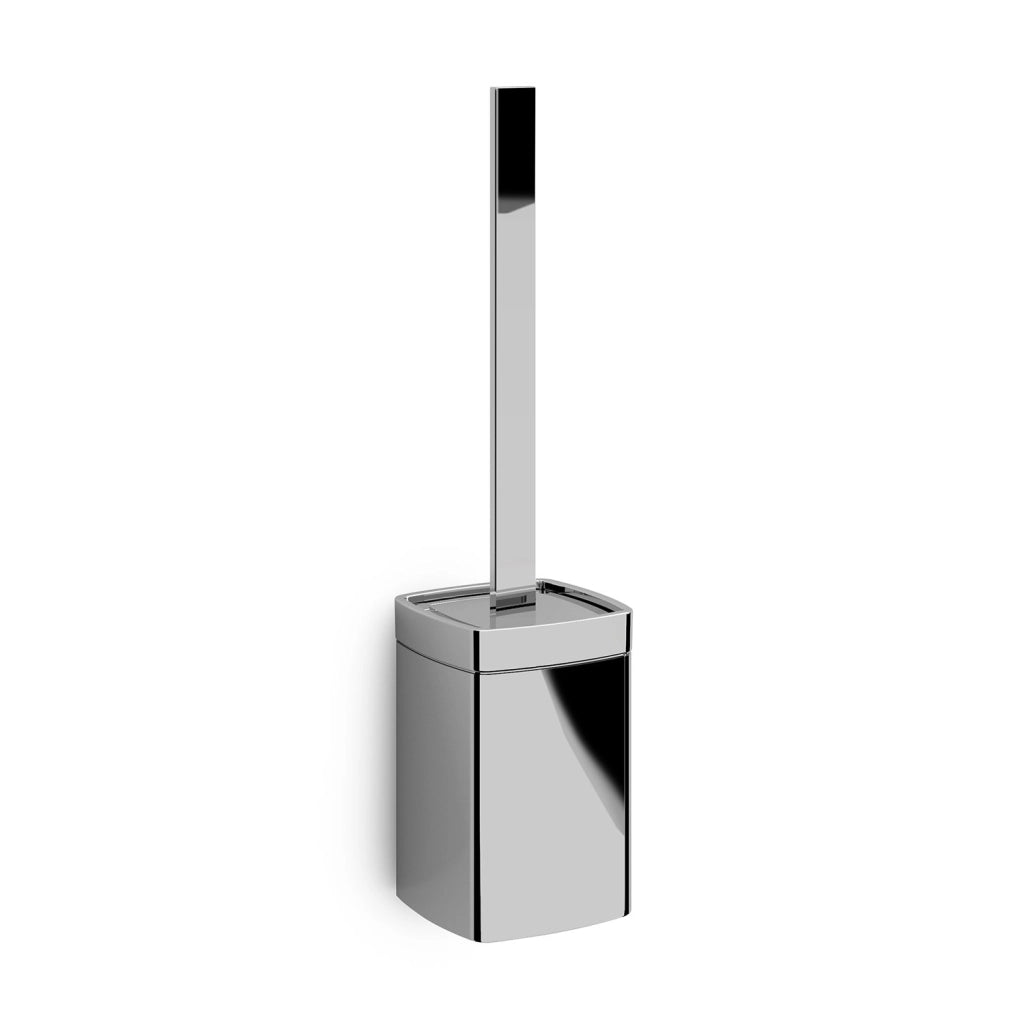 Scopino con ciuffo in setole da muro in ottone e alluminio A933 Gedy serie IL GIGLIO Cromato