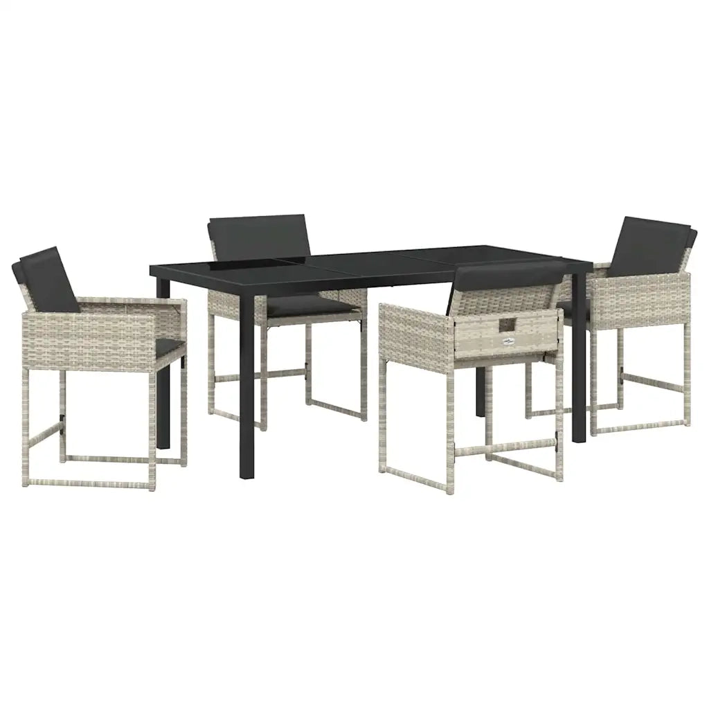 Set da Pranzo per Giardino 5 pcs Grigio chiaro polyrattan 3380026