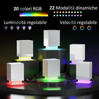 Comodino Moderno a 3 Cassetti con Luce LED 40x35x60 cm Regolabile con Telecomando in Truciolato Bianco Lucido