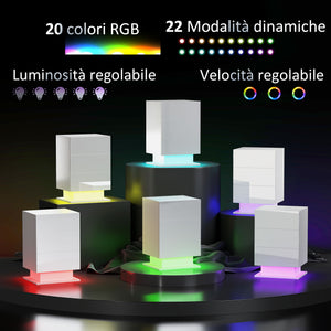 Comodino Moderno a 3 Cassetti con Luce LED 40x35x60 cm Regolabile con Telecomando in Truciolato Bianco Lucido