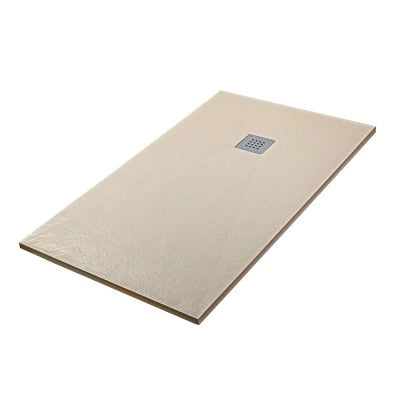 Piatto doccia filo pavimento Karen 100x100 in resina pietra tortora