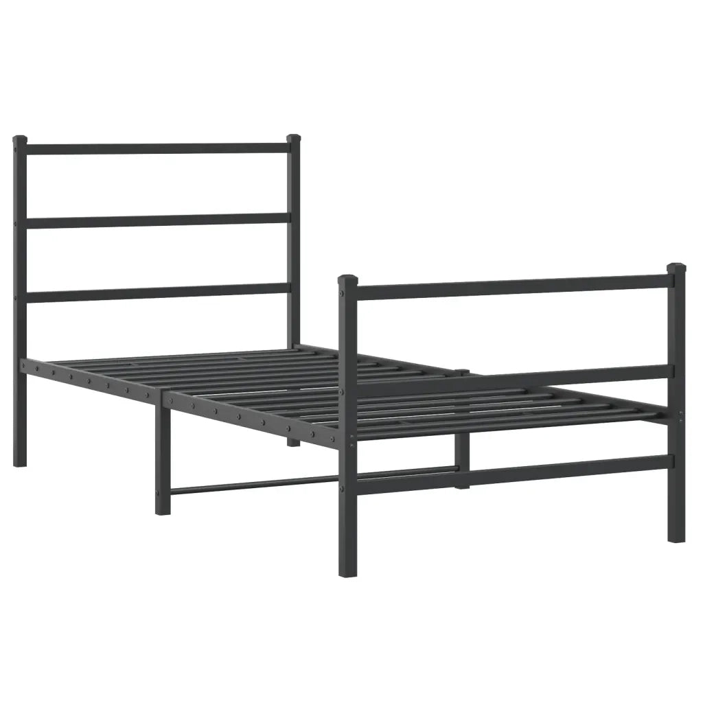 Giroletto con Testiera e Pediera Metallo Nero 90x200 cm 355376