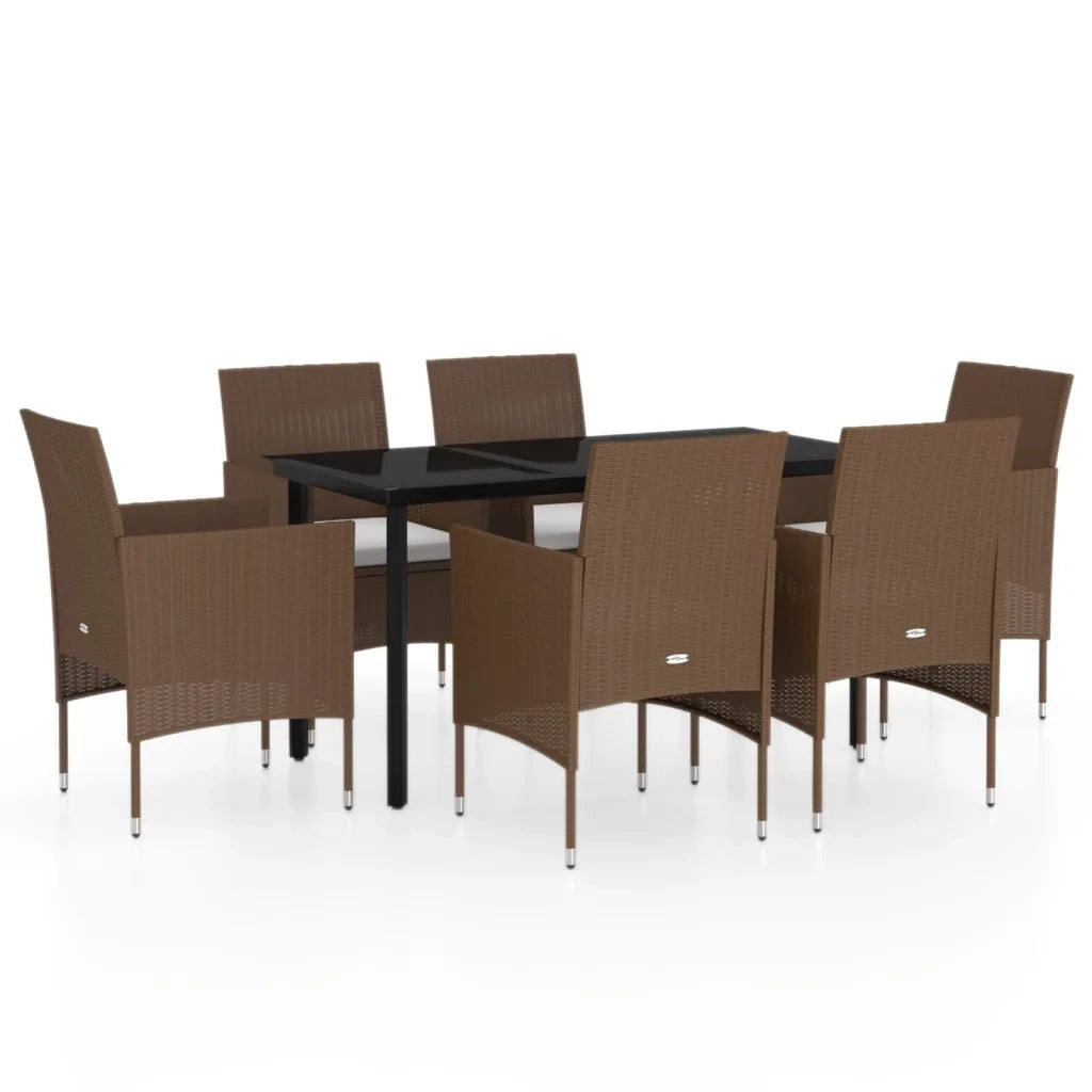 Set da Pranzo da Giardino 7 pz con Cuscini Marrone e Nero cod mxl 44595
