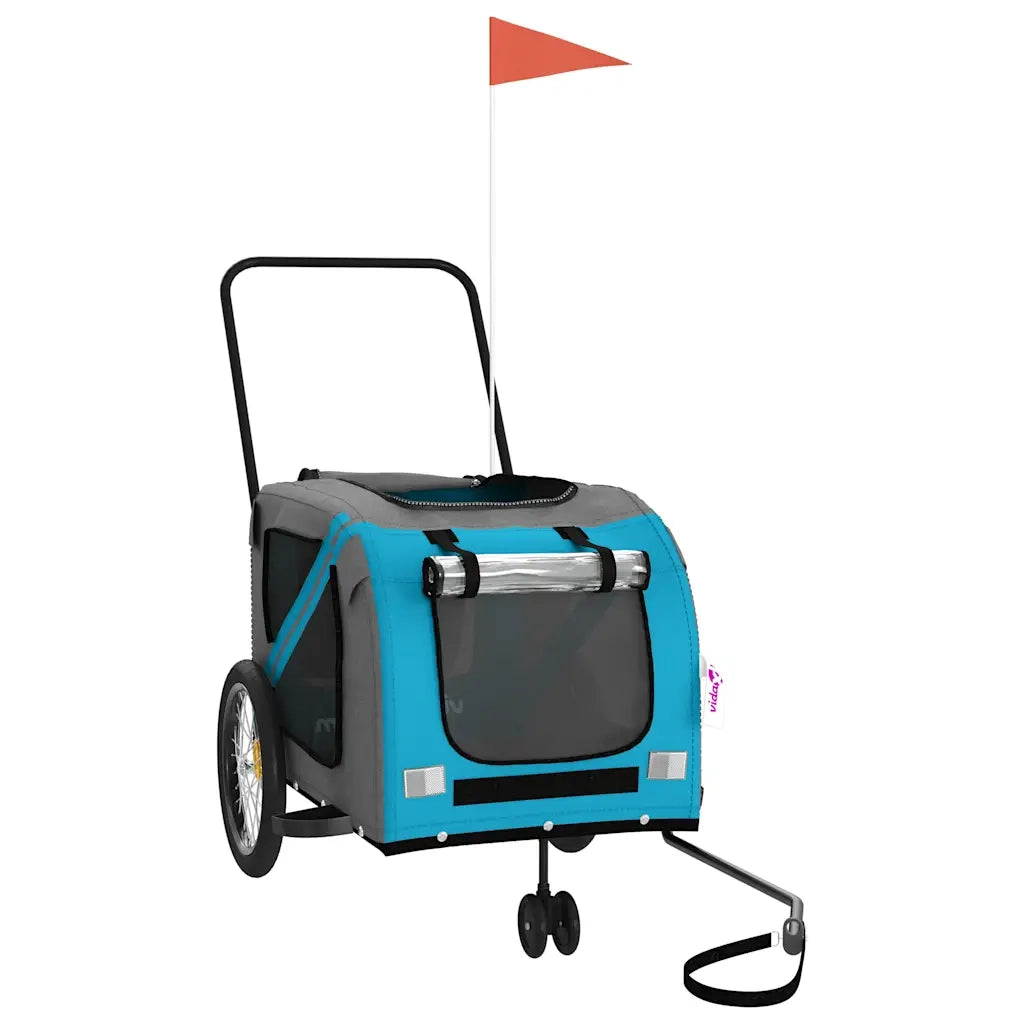 Rimorchio da Bici per Animali Blu e Grigio Oxford e Ferro CFW9470782
