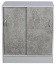 Mobiile 2 Ante Scorrevoli 3 Ripiani 60x30x71 cm in PB e Carta Cemento