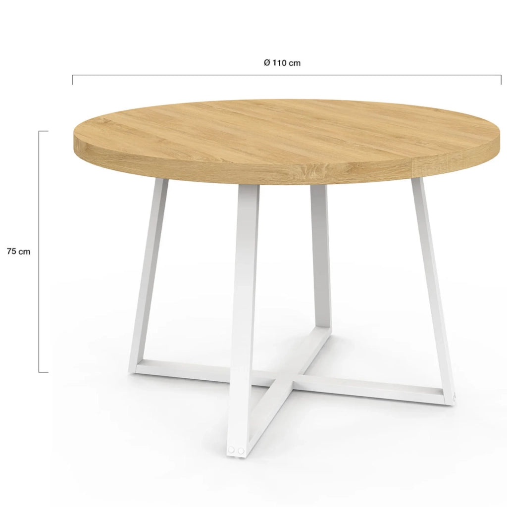 IDMarket - Tavolo da pranzo rotondo SELMA 4-6 persone in legno e bianco 110 cm