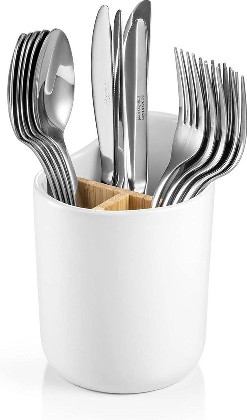 Sostegno per cucina in ceramica con 3 cassette rimovibili - bianco
