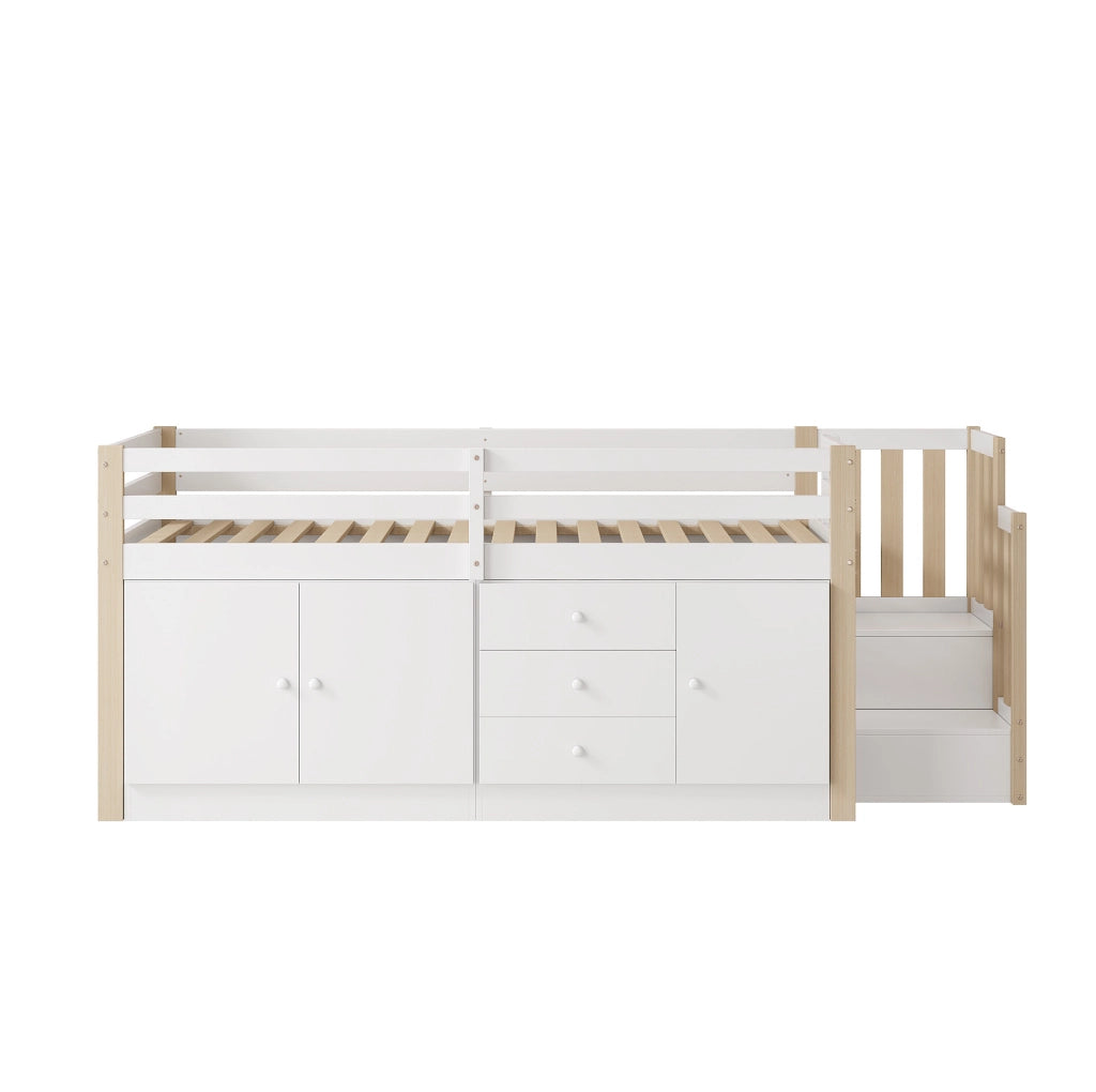LETTO A CASTELLO con scala e cassetti 90 x 200 cm bianco