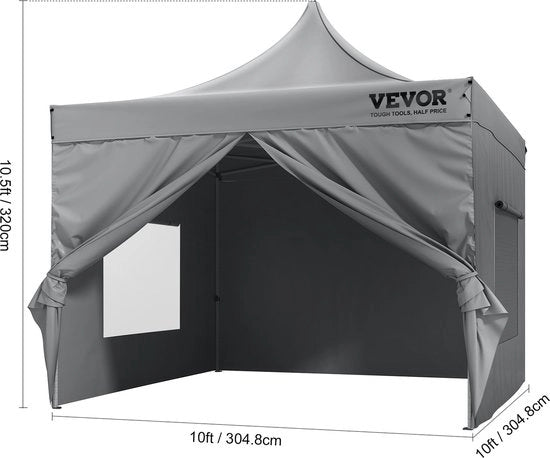 Tenda da festa impermeabile - tenda da giardino - tenda da matrimonio con pareti laterali - tenda da festa lussuosa - tenda easy up - tenda da festa robusta 3 x 3 m - di alta qualità - colore argento grigio