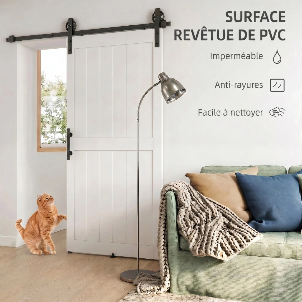 Porte Scorrevole Country con Binario e Maniglia in Legno e Acciaio ¨C Minimal ¨C 106.6x213.4 cm Bianco e Nero