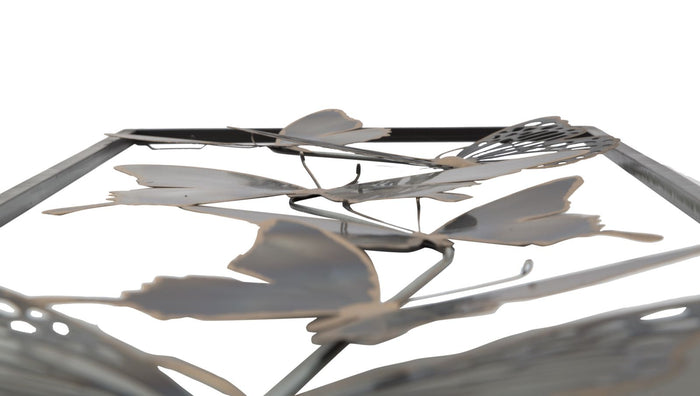 Pannello Farfalle 31x2,5x90 cm in Ferro Nero e Argento