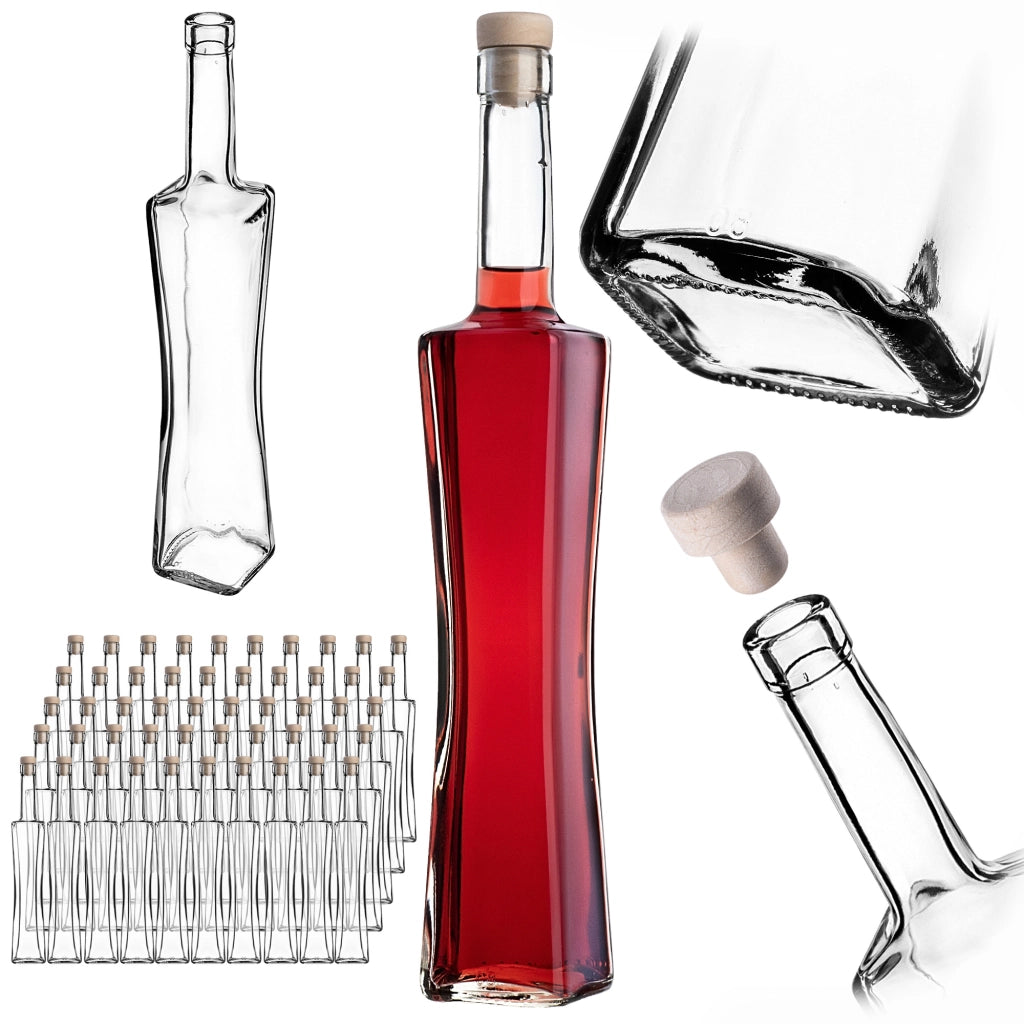 KADAX Quadra Glass Bottle 500 ml 0.5L Moonshine Liqueur Bottles 50pcs + Tap T