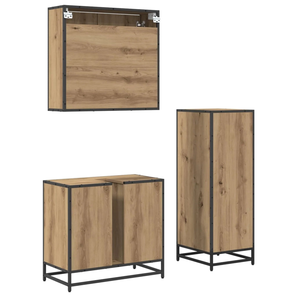 Set di mobili per il bagno 3 pz Rovere artigianale 3402370