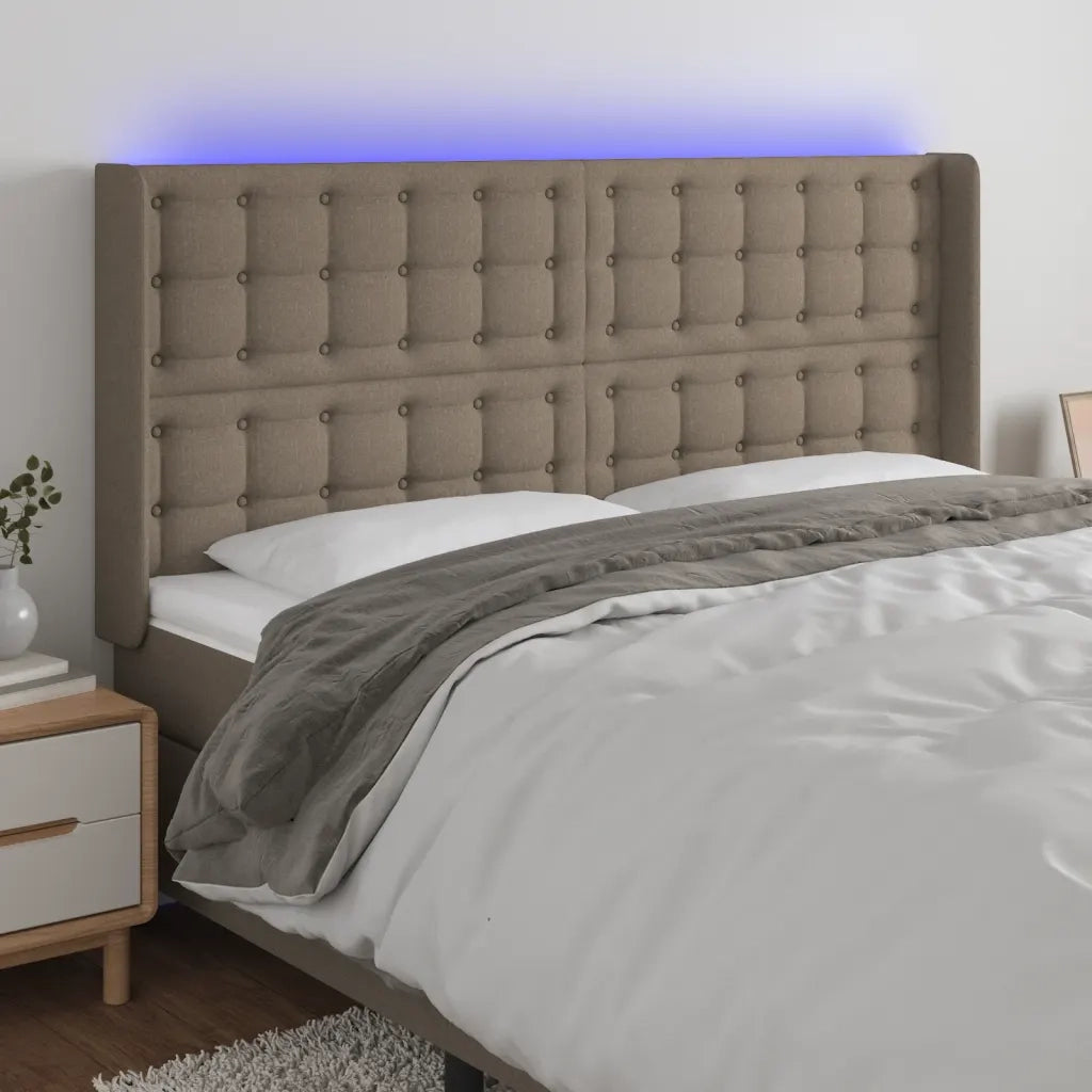 Testiera a LED-Testata con LED Tortora 163x16x118/128 cm in Tessuto 206760