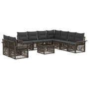 Set Divano da Giardino 10 pcs Grigio polyrattan