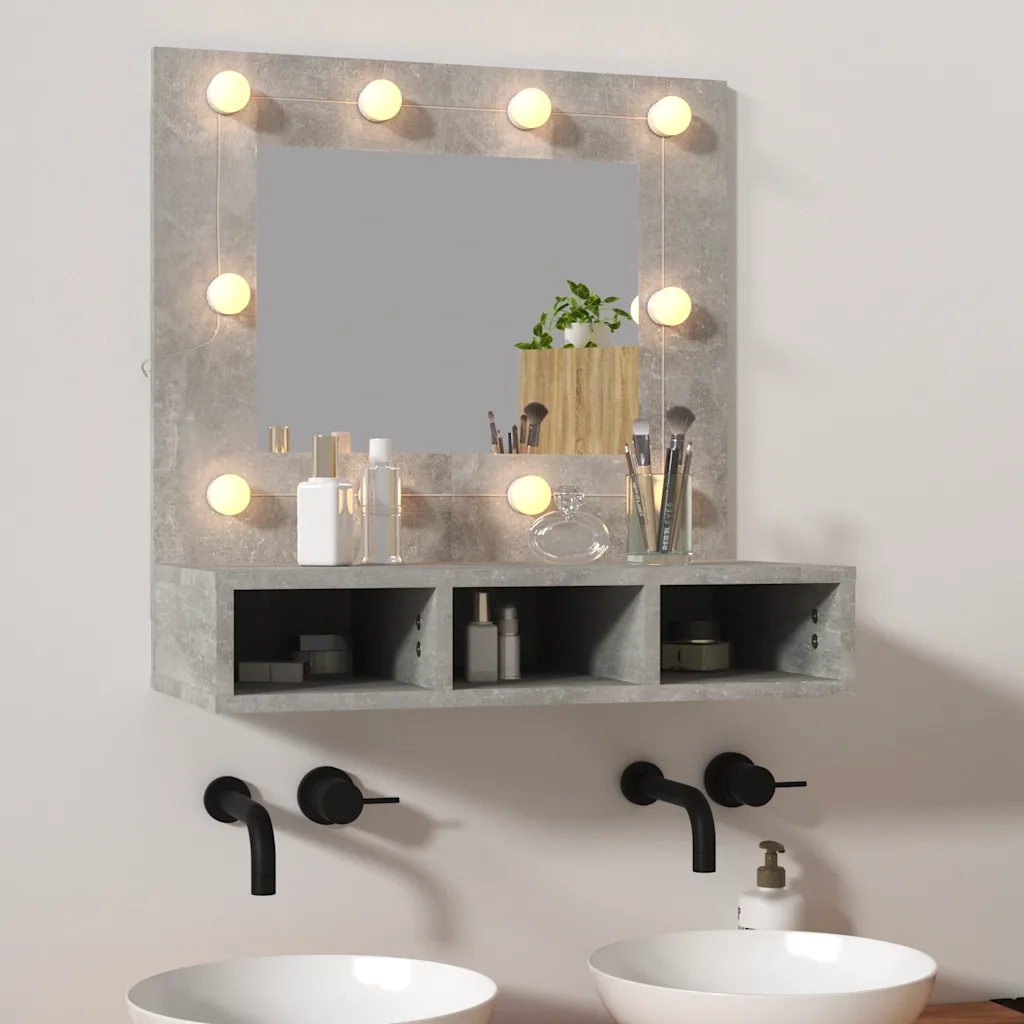 Mobile a Specchio con LED Grigio Cemento 60x31,5x62 cmcod mxl 130108
