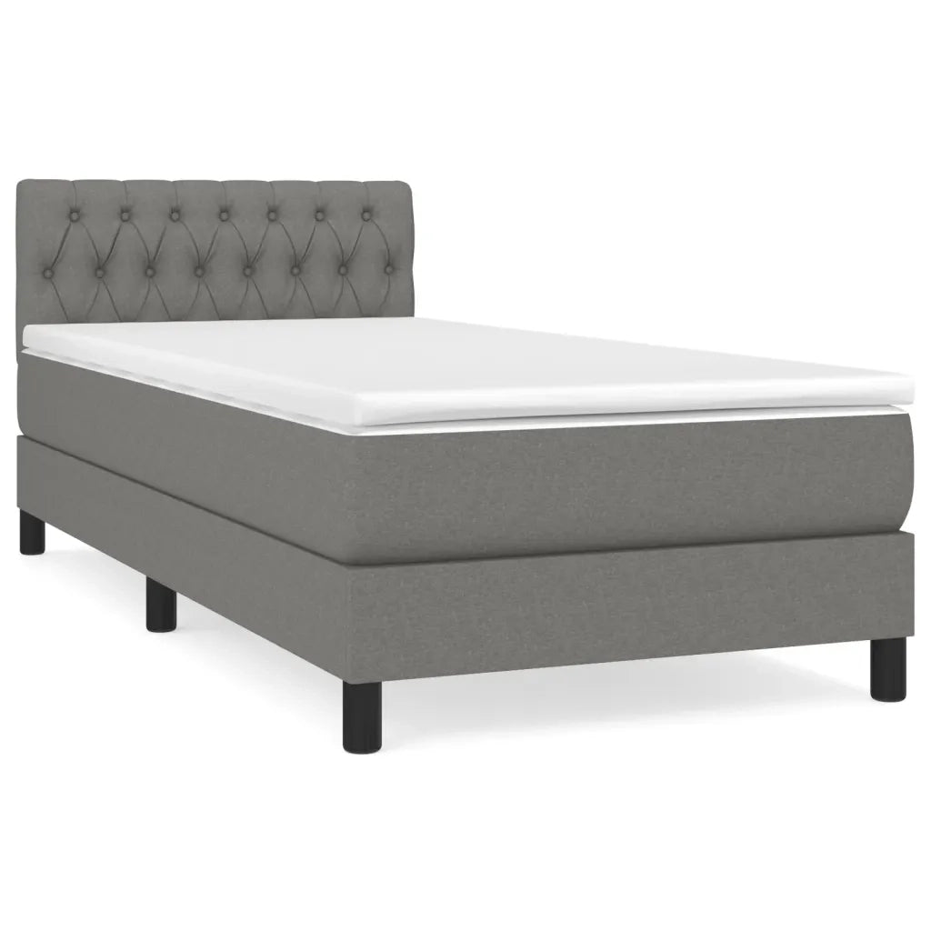 Giroletto a Molle con Materasso Grigio Scuro 90x190 cm Tessuto 3140258