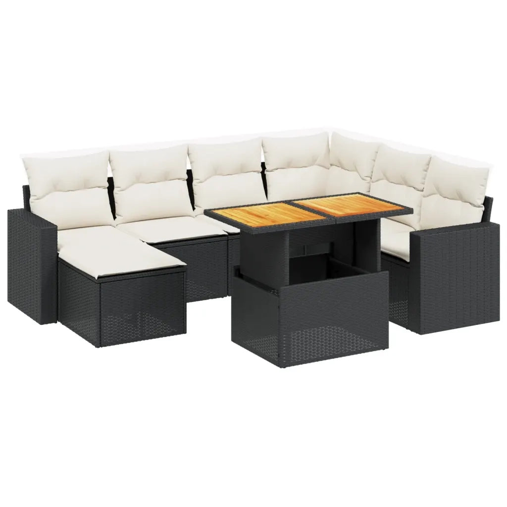 Set Divani da Giardino con Cuscini 8 pz Nero in Polyrattan 3275604