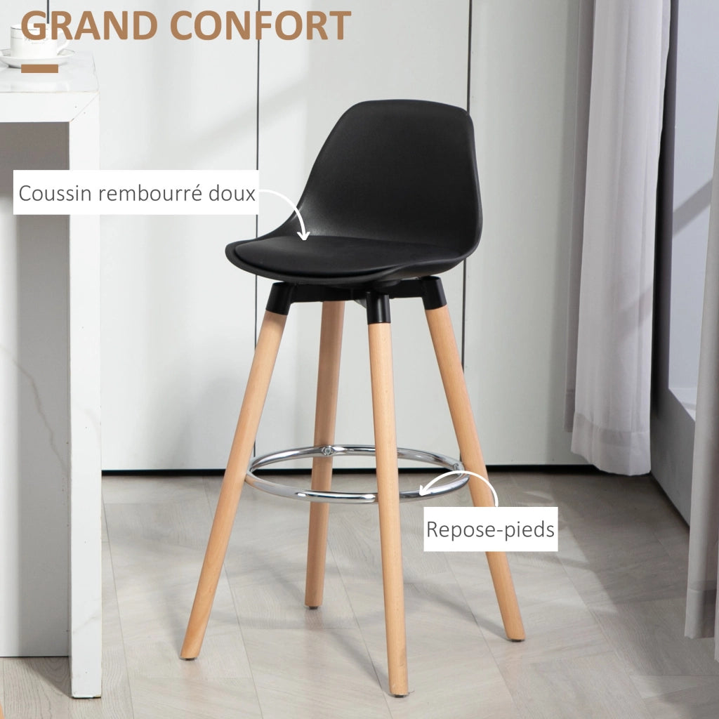 Sgabelli da Bar con Schienale e Poggiapiedi ¨C Zephmum ¨C 2 Pezzi Imbottiti 43x43x91 Nero