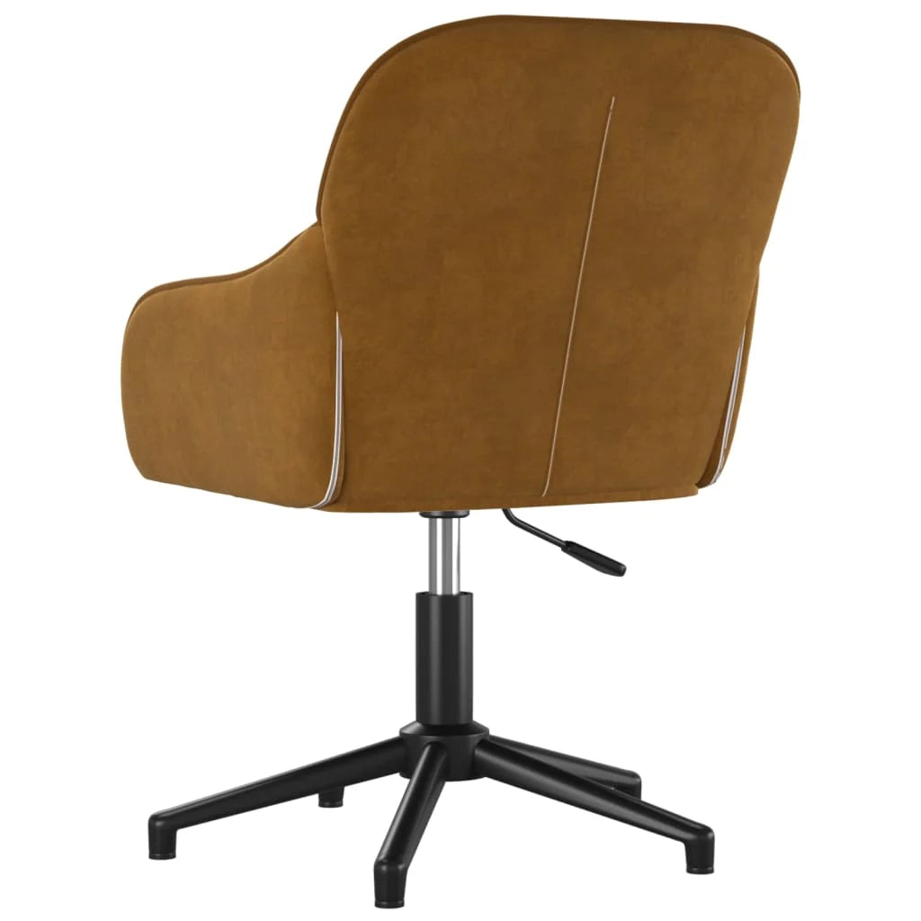 Sedia girevole/poltrona da ufficio/studio in velluto marrone 02_0024148