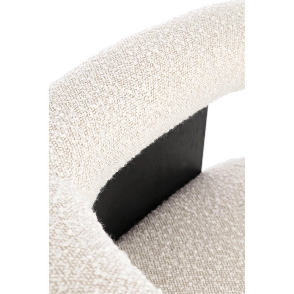 Sedia con Braccioli in Tessuto Bouclé e Struttura in Legno Nero - GORDON