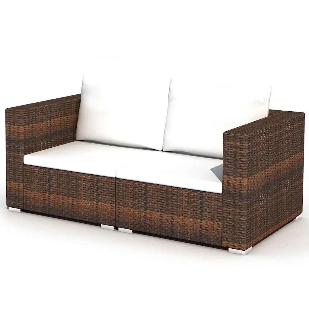 Set Divani da Giardino 10 pz con Cuscini in Polyrattan Marrone cod mxl 39740