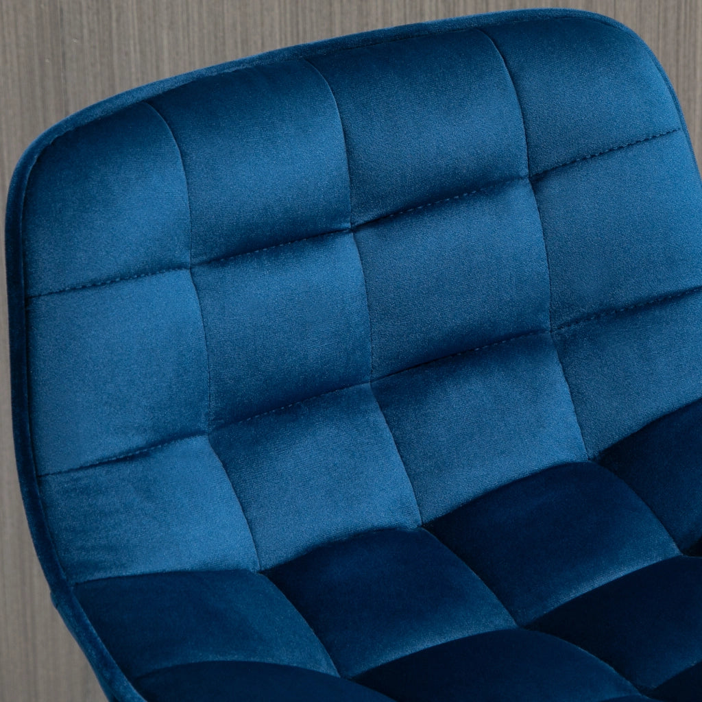Sgabelli Alti con Schienale ¨C Xylo ¨C Tessuto Effetto Velluto Blu e Metallo, Set 2 Pezzi, 45x47x88 cm