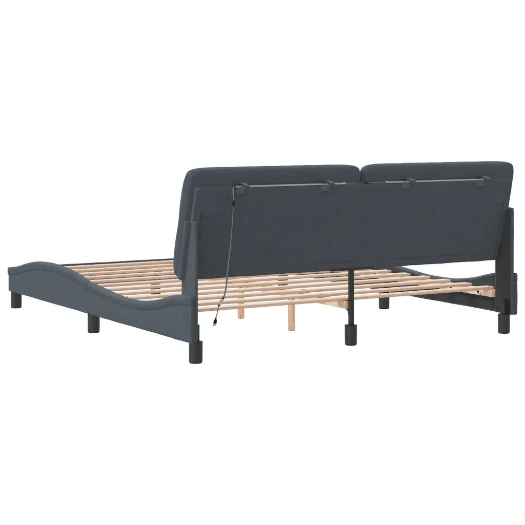 Giroletto con LED senza Materasso-Struttura Letto Grigio Scuro 180x200 cm in Velluto