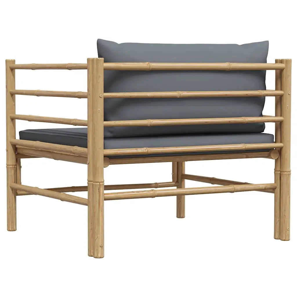 Divano da Giardino con Cuscini Grigio Scuro in Bambù 313156