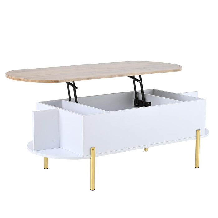 Tavolino multifunzione - Xylo - 120x50cm 7 ripiani legno/bianco