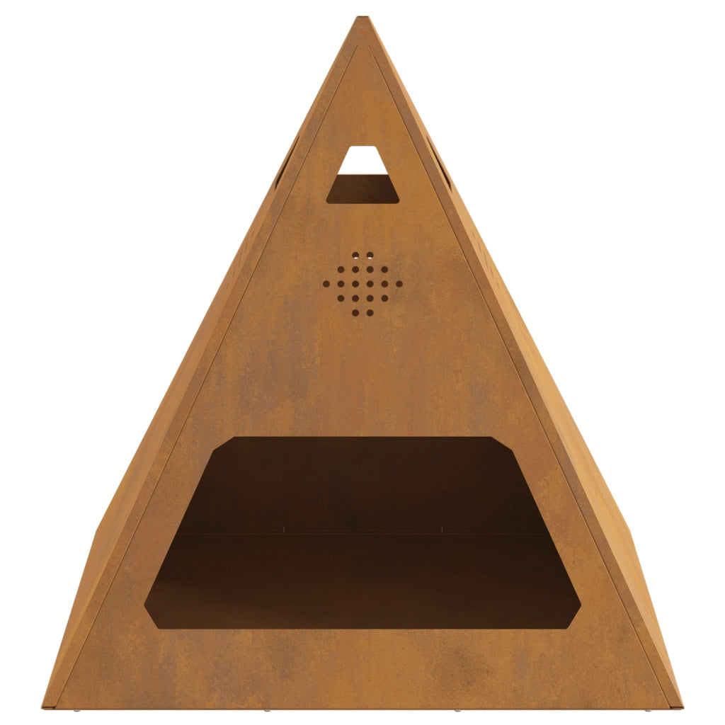 Caminetto a Piramide 50x50x51 cm Acciaio Invecchiato